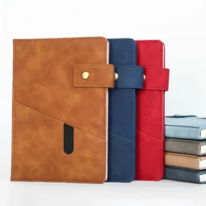 High-end Business Notebook Premium Journal with Ticket Holder Thick PU Leather Hardcover Journals with Embossed Logo for Writing