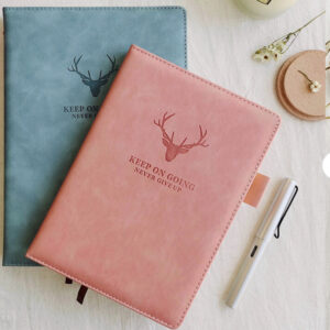 Deer head leather bound girl diary study notebook